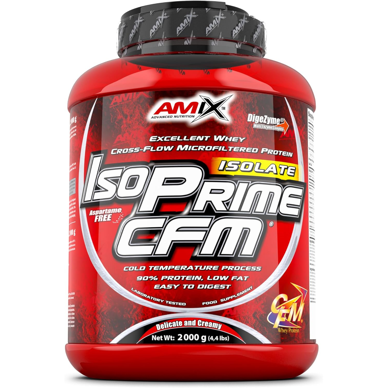 AMIX - Proteína Isolada Isoprime CFM, 2 Kg Aislado de Suero de Leche 90% Puro con Digezyme y Splenda, sin Azúcares