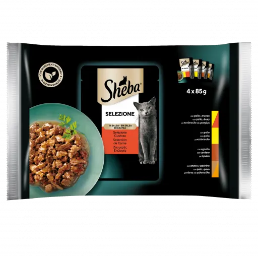 Sheba Selezione Comida Húmeda Gatos  Multipack Selección de Carnes en Salsa - 4x85 gr