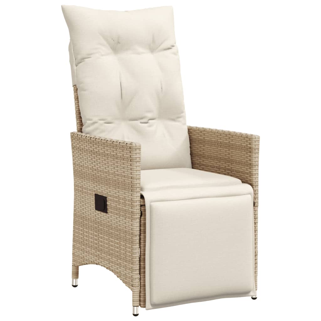 vidaXL Silla de jardín reclinable con cojines ratán sintético beige