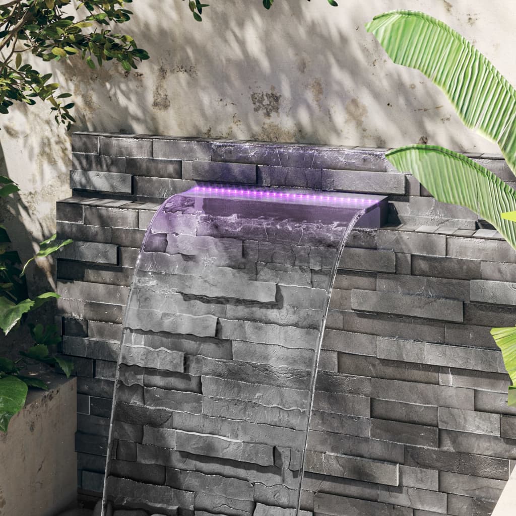 vidaXL Fuente Cascada con LED RGB Acrílico para Piscina Jardín Estanque Patio Dimensiones 30 x 21 x 8 cm,  45 x 21 x 8 cm,  60 x 21 x 8 cm y mas