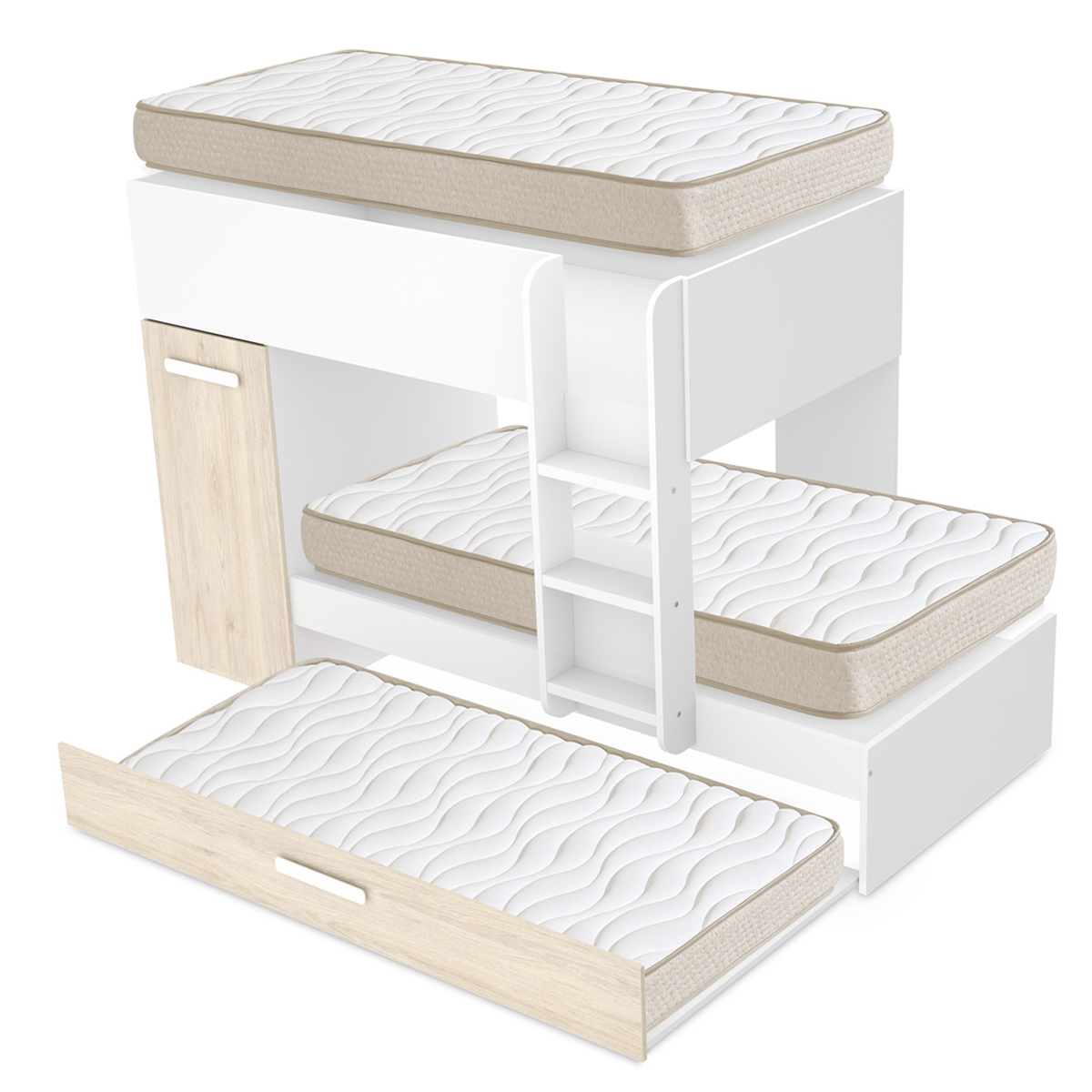 Pack ahorro juvenil Cama tren triple Tom con 3 Colchones viscoelásticos Nova 90 x 190 cm | Subida a domicilio