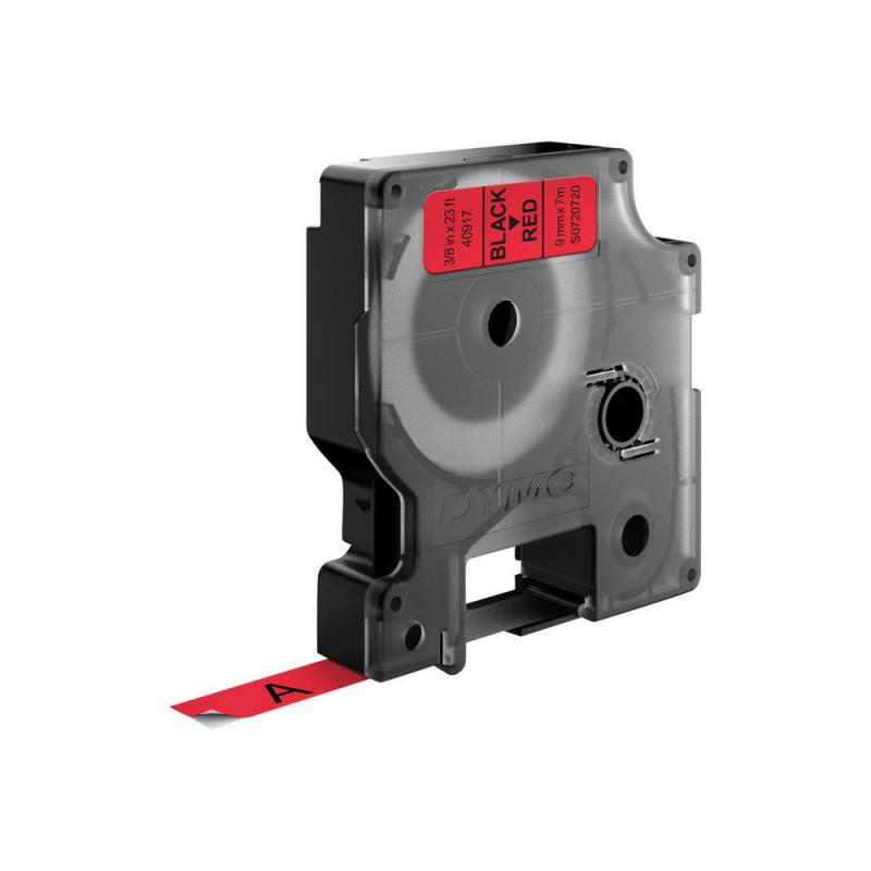DYMO D1 - Etiquetas estándar - Negro sobre rojo - 9mm x 7m