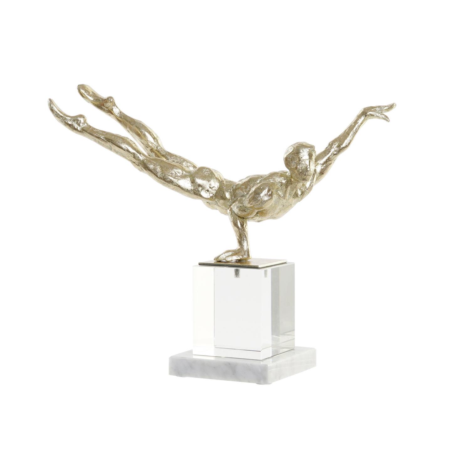 FIGURA RESINA CRISTAL 30X10X27 GIMNASTA DORADO FD181239