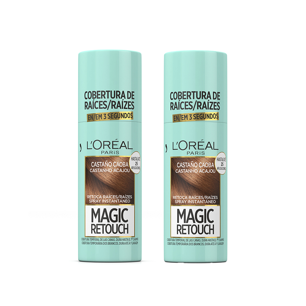 L'Oréal Paris | Magic Retouch Spray Retoca Raíces y Canas, tan concentrado que dura hasta 33 aplicaciones y se va con el primer champú 2x75ml