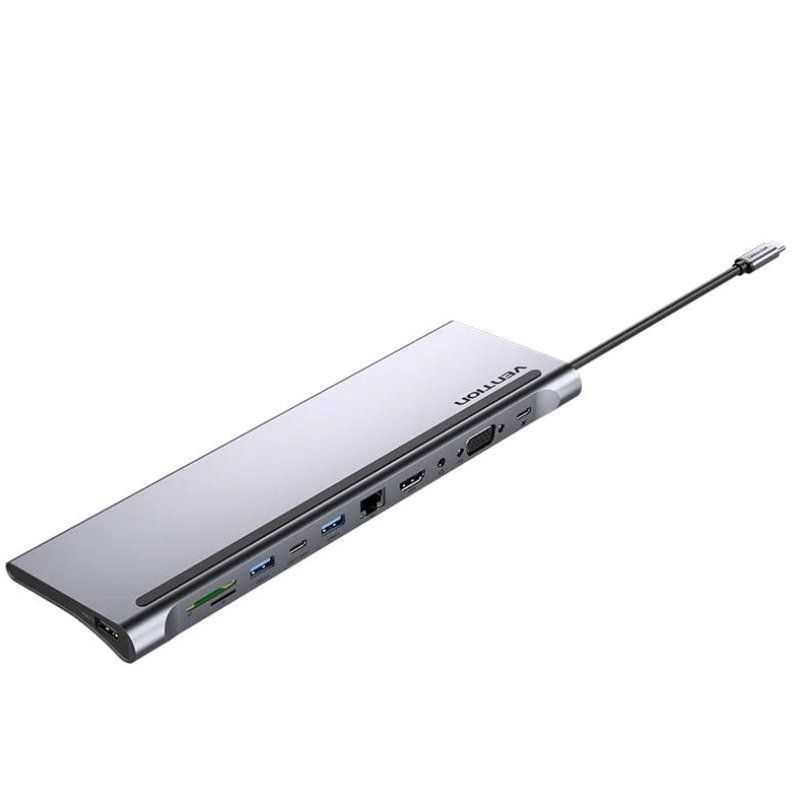 Docking USB-C Vention THTHC Gris | HDMI VGA USB 3.0 RJ45 SD/TF PD
