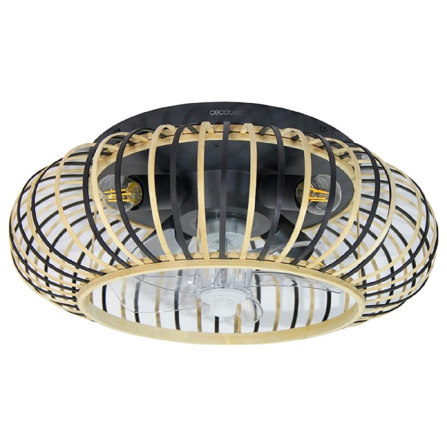 Cecotec Ventilador de Techo con Luz de diseño EnergySilence LampAero 600 Natural Wood motor DC, 20W, Luz LED