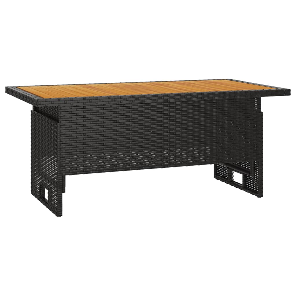 vidaXL Mesa jardín negra 100x50x43/63 cm madera maciza acacia y ratán