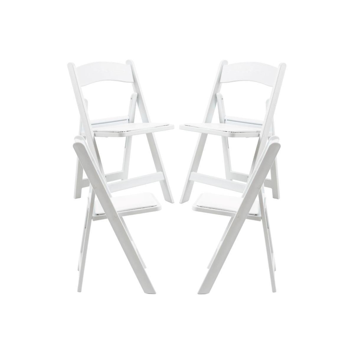 Regalos Miguel - Sillas Plegables - Pack 4 Sillas Gala Plegable con Cojín efecto Madera - Blanco