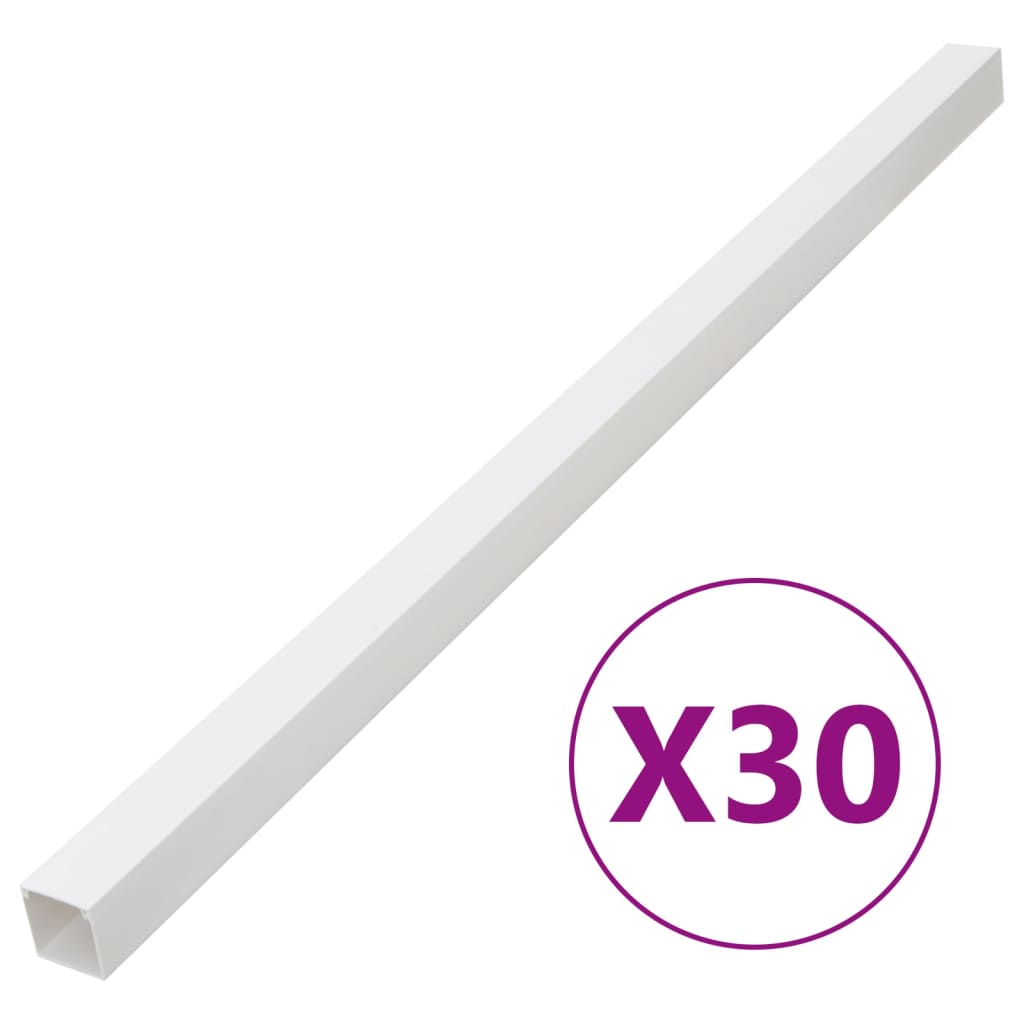 vidaXL Canaletas para Cables Cubiertas Gestiones de Cableado Canales Hogar PVC (30 unidades) Dimensiones 10 x 10 mm 30 m,  15 x 10 mm 30 m,  20 x 10 mm 30 m y mas