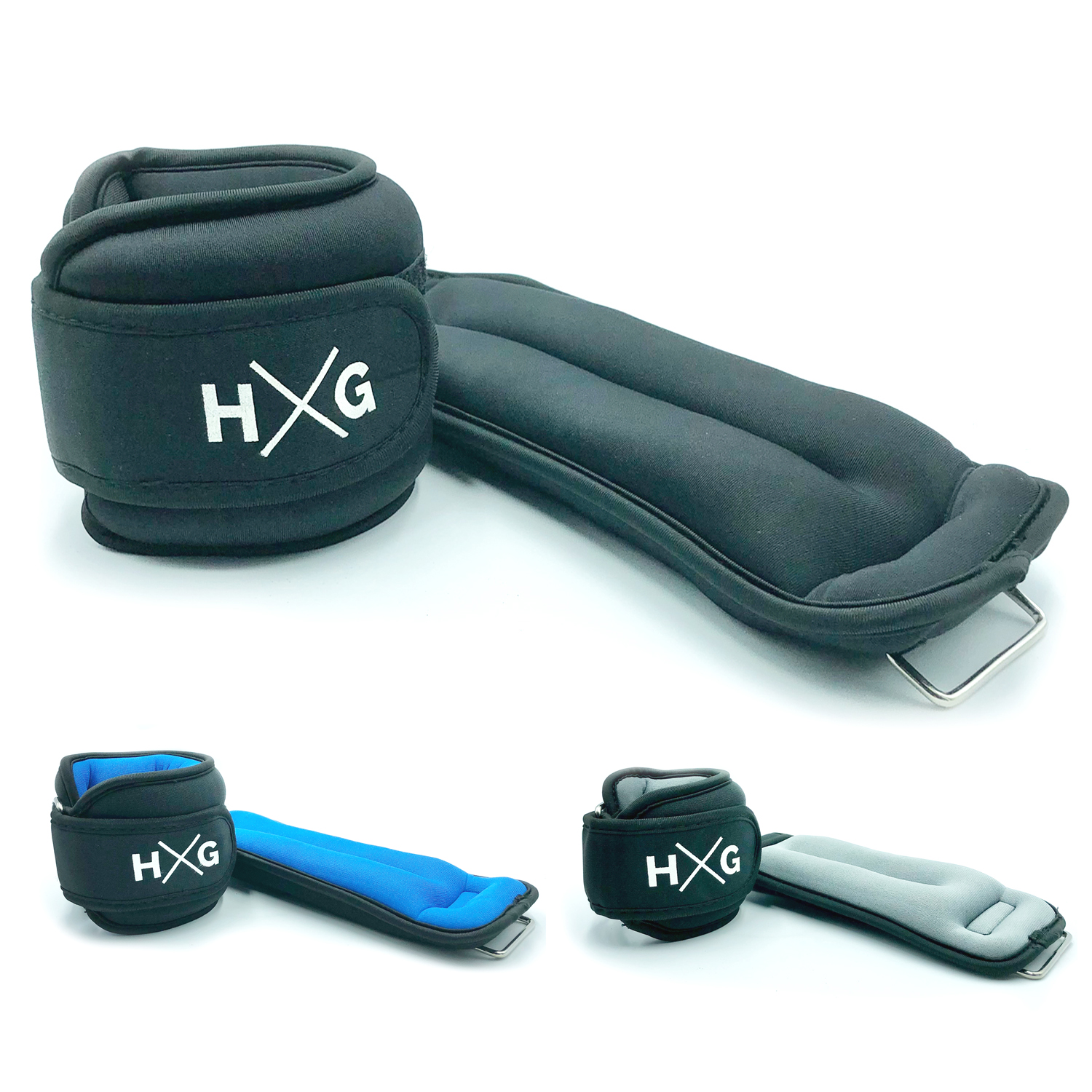 HxG Pesas para tobillo y muñecas con correas ajustables para ejercicios de fitness. Tobilleras con peso 0,5kg 1kg 1,5kg. (Set 2 Pesas) Tu casa es tu gimnasio.