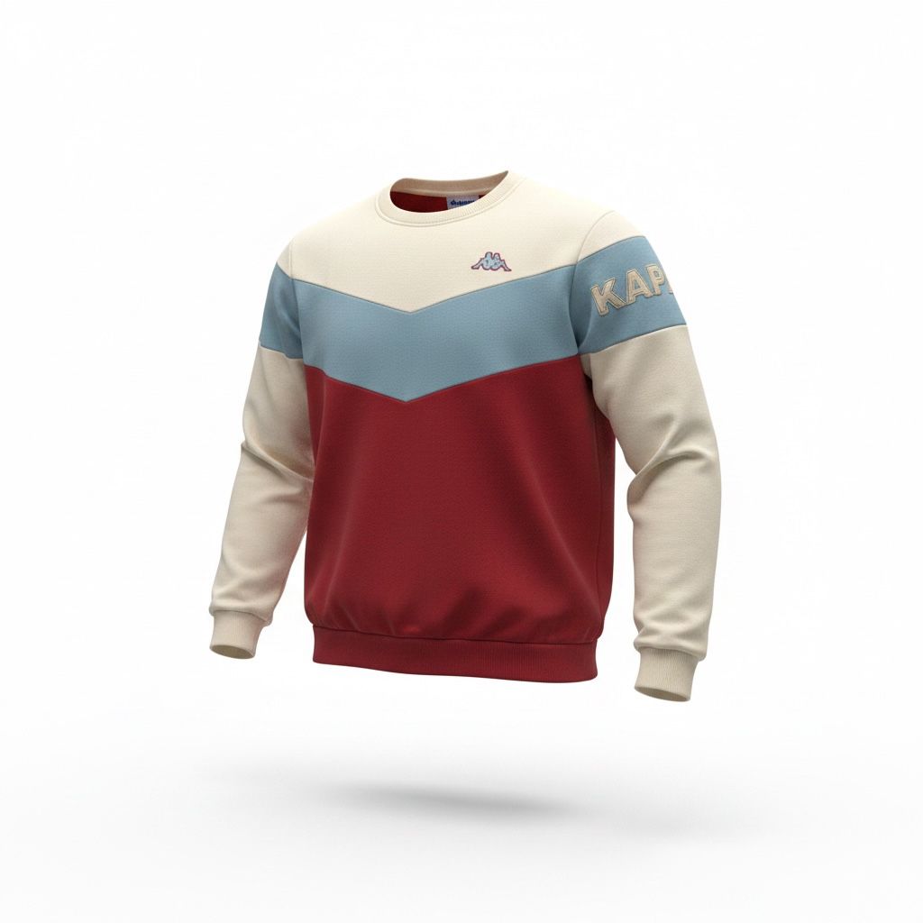 Sudadera de hombre Kappa Baldo algodón verde, sin capucha cuello redondo y puños acanalados para uso diario y estilo urbano
