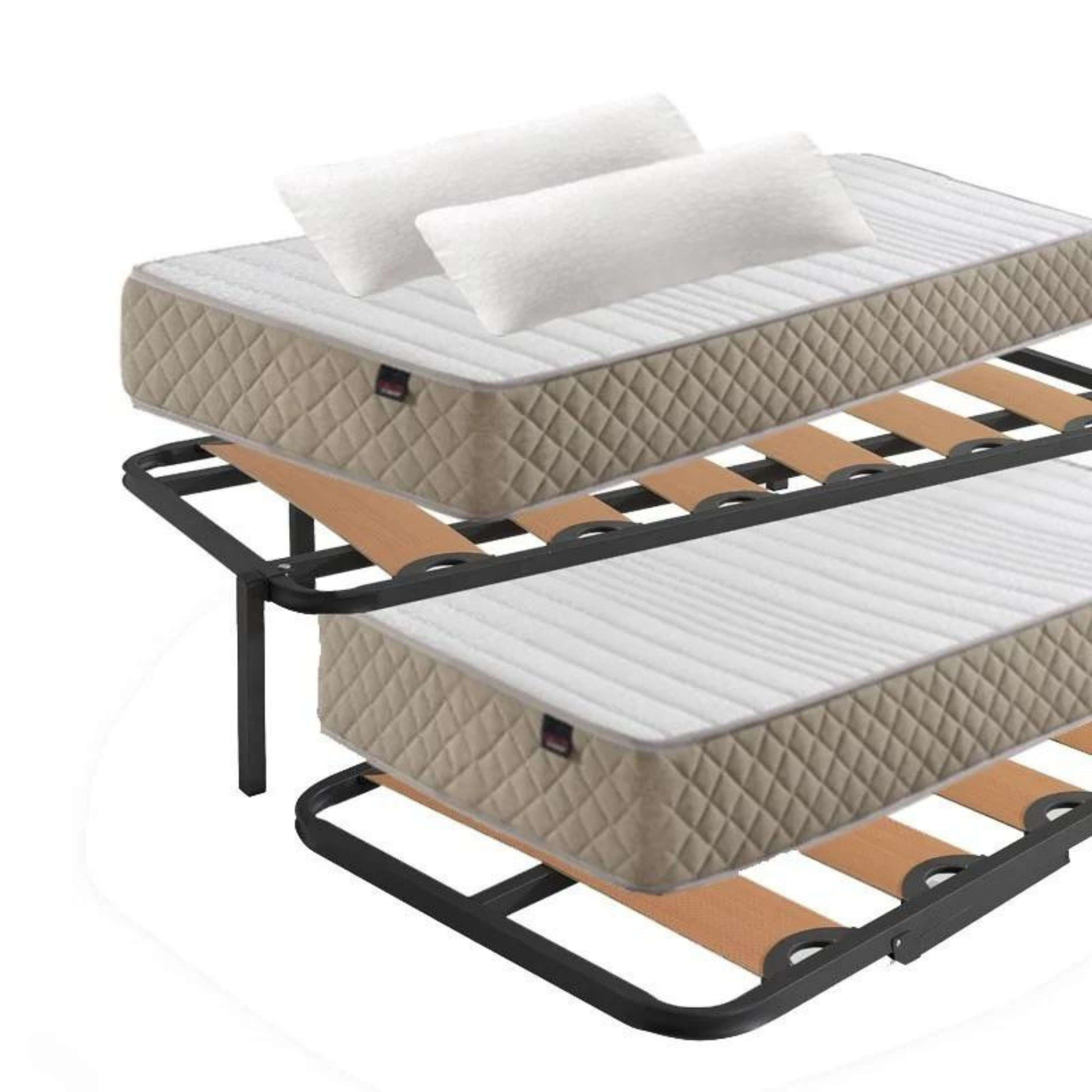 Miroytengo Pack de Descanso Completo Kangu Compuesto por Cama Canguro Completa, 2 Colchones, Juego de Herrajes y 2 Almohadas de Viscoelastica 90x190 cm
