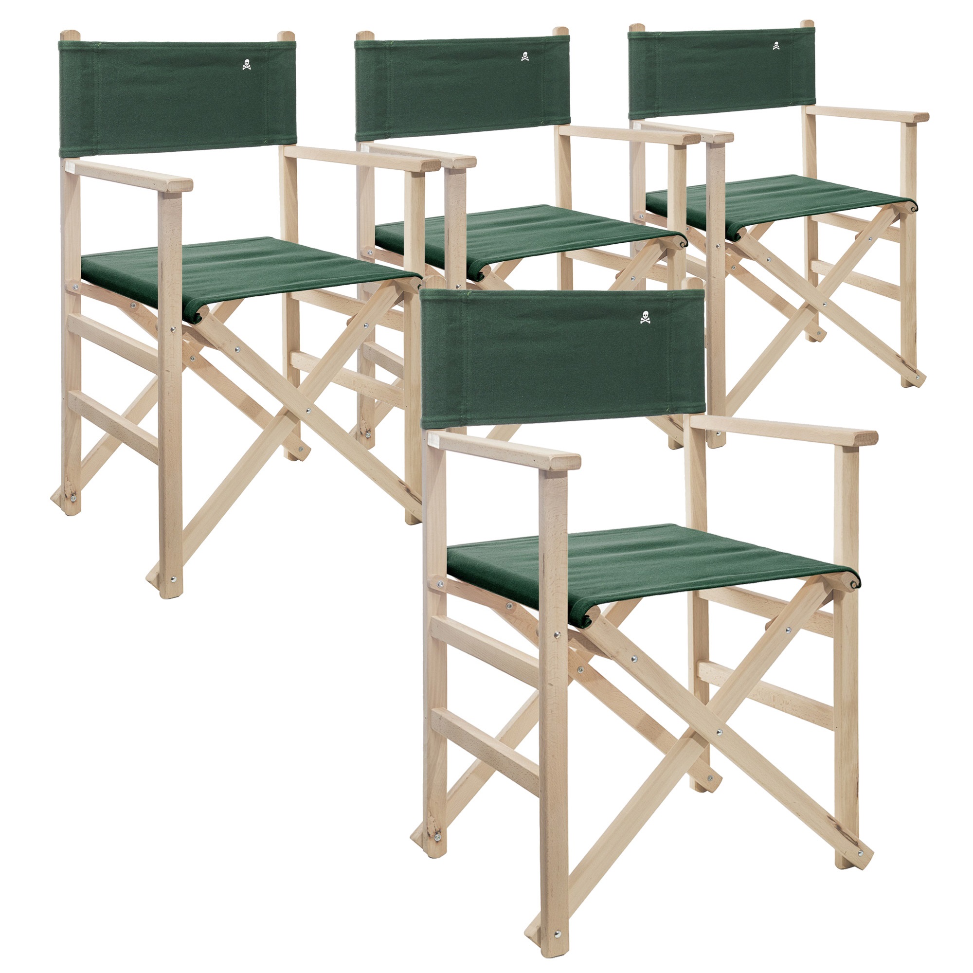 Scalpers Home Set de 4 Sillones director plegables de madera de haya de alta calidad - Sin barniz - Color piedra