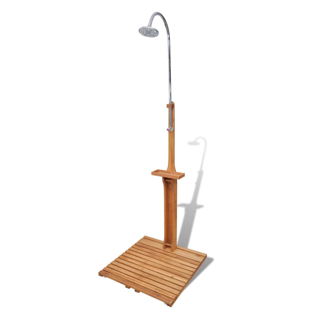 vidaXL Ducha de Jardín de Piscina Exterior Ajustable de Madera de Abeto Color Marrón,  Blanco,  Antracita y mas