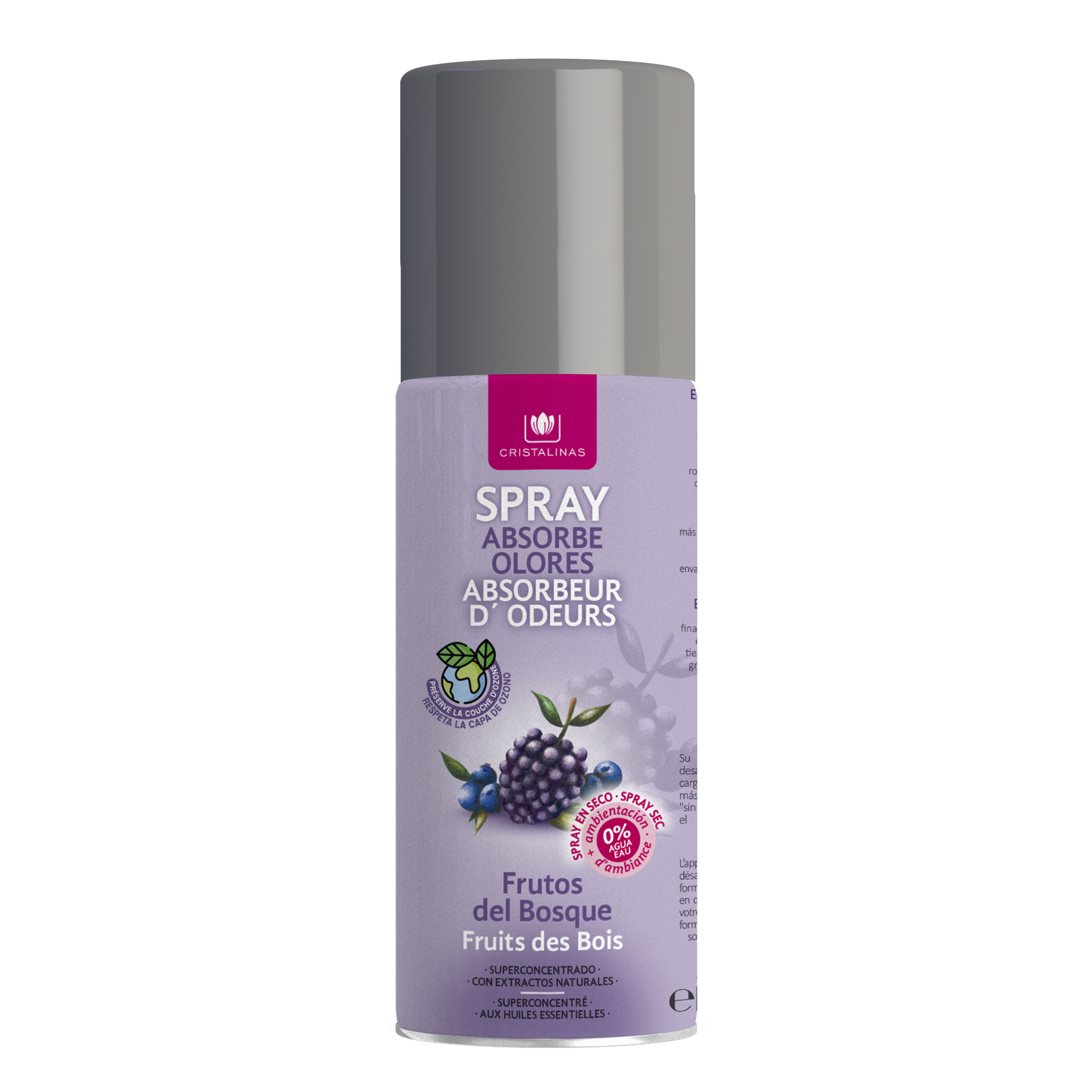 CRISTALINAS Spray Absorbe Olores Superconcentrado 200ml. Elimina el olor sin enmascararlo. Variedad de aromas: Dama de Noche, Frutos del Bosque, Aroma a Limpio, Bebé y Colonia