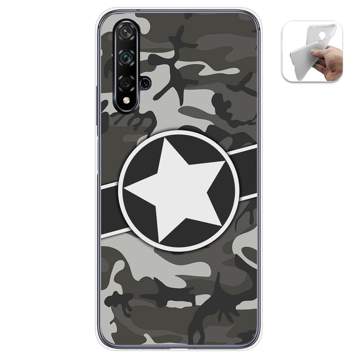 Tumundosmartphone Funda Gel Tpu para Huawei Nova 5T / Honor 20 diseño Camuflaje 02 Dibujos