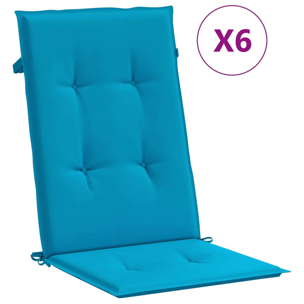 Vidaxl Cojines de Silla de Respaldo Alto 6 Uds 120x50x3 Cm - Color Azul, Verde Brillante - Cojín Decorativo de Asiento