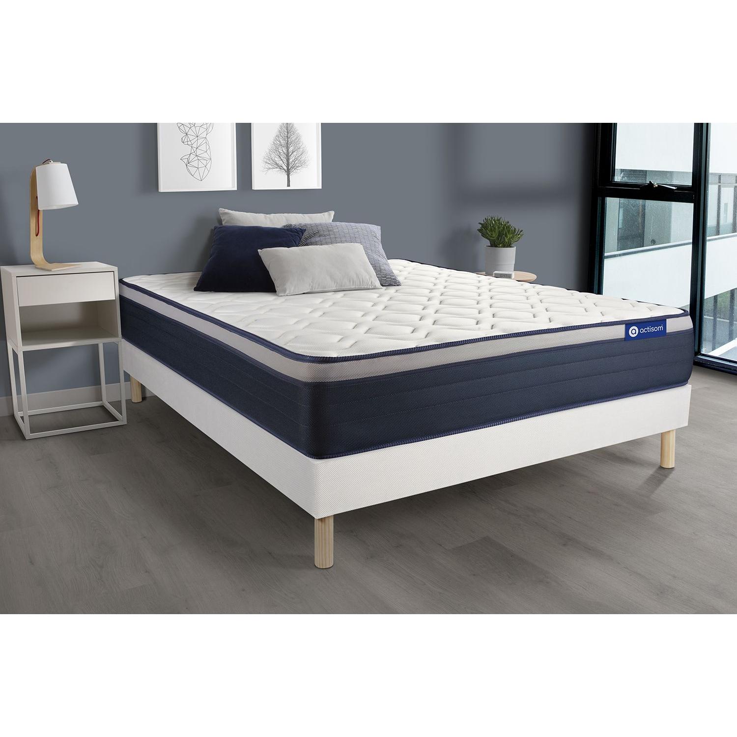 Pack colchón Actiflex max 120x190cm + Somier multiláminas, Muelles ensacados y espuma viscoelástica, 3 zonas de confort