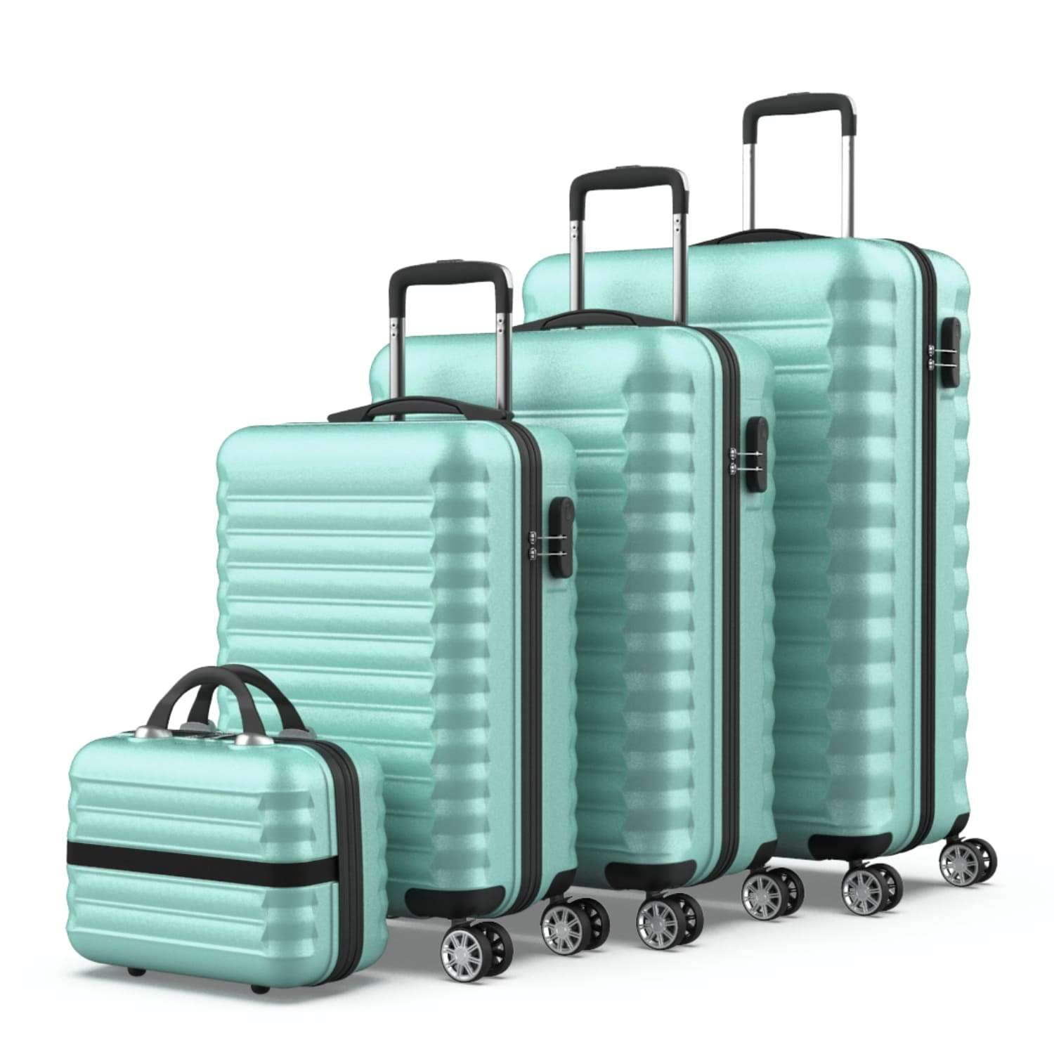 Numada Juego de Maletas Upfly  4 pzs ABS. Maleta Cabina 53x33,5x22, Maleta Mediana 60L, Maleta Grande 78L y Neceser