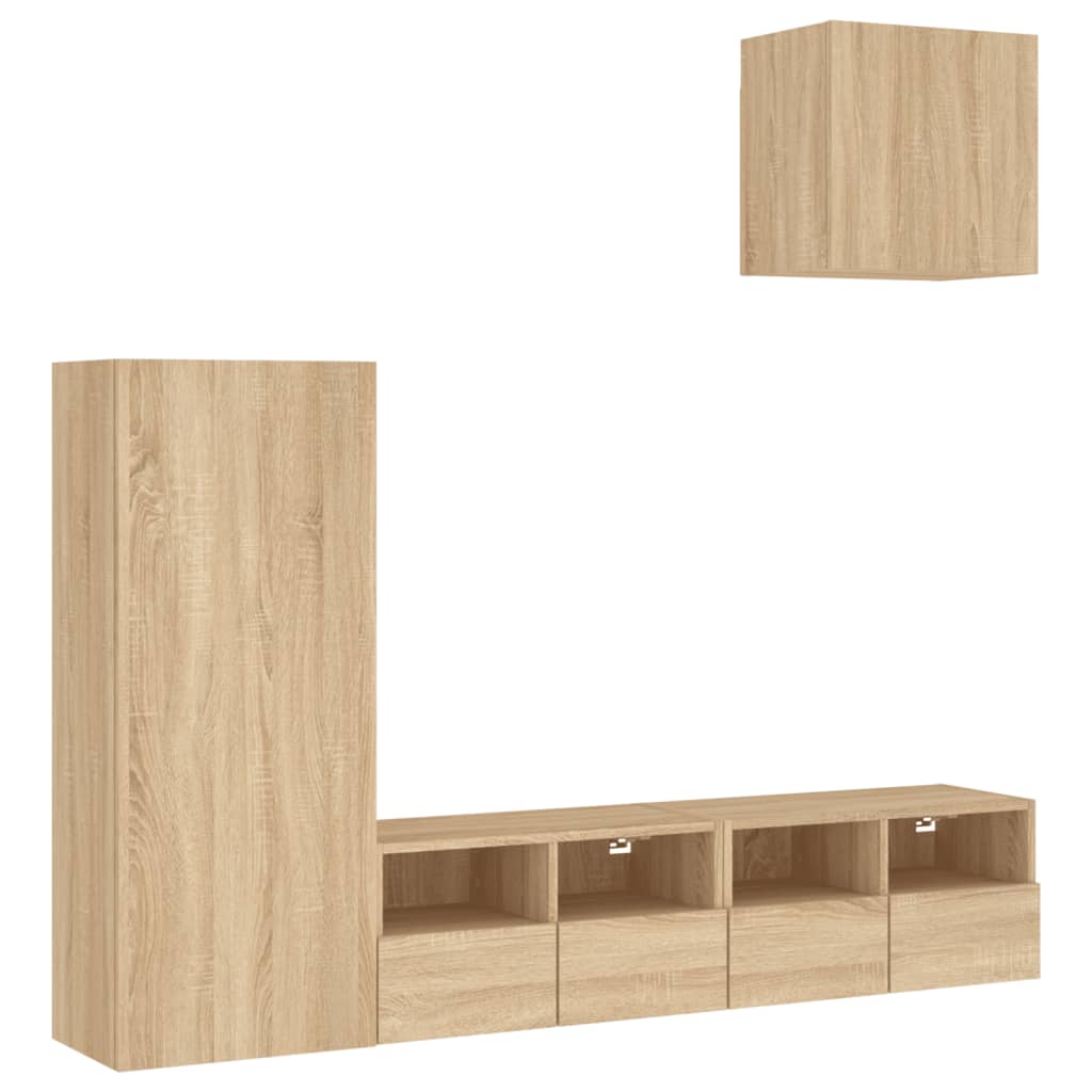 Vidaxl Muebles de TV de Pared 4 Piezas Madera Ingeniería