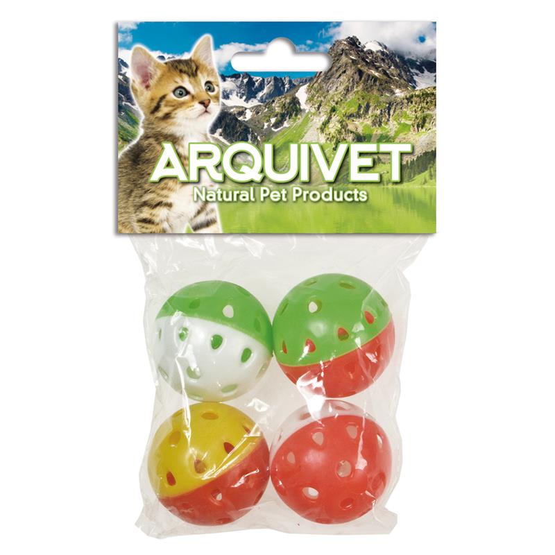 Juguete para Gatos Pelota Cascabel - Blister 4 Unidades - Varios Colores Arquivet