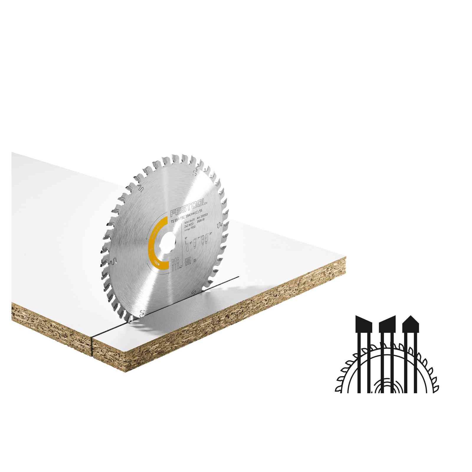 Hoja de sierra de madera de corte fino 160x20 WD42 - FE 205553