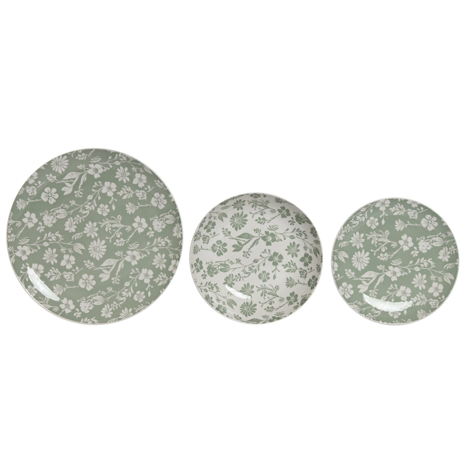 Vajilla set 18 porcelana 27x27x2 floral verde , La mejor decoración para tu hogar.
