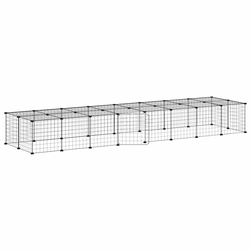 vidaXL Jaula para Mascotas de 36 Paneles Puerta Acero Negro Animal Pequeño 35x35cm Altura de la rejilla (Cada una) 4.3 cm, 1.5 cm