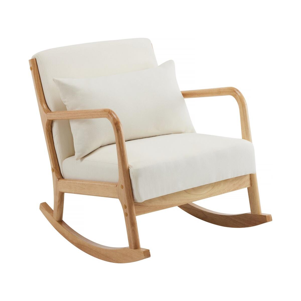 Habitat y Jardin - Mecedora de estilo escandinavo de tejido de rizo y madera  - Beis