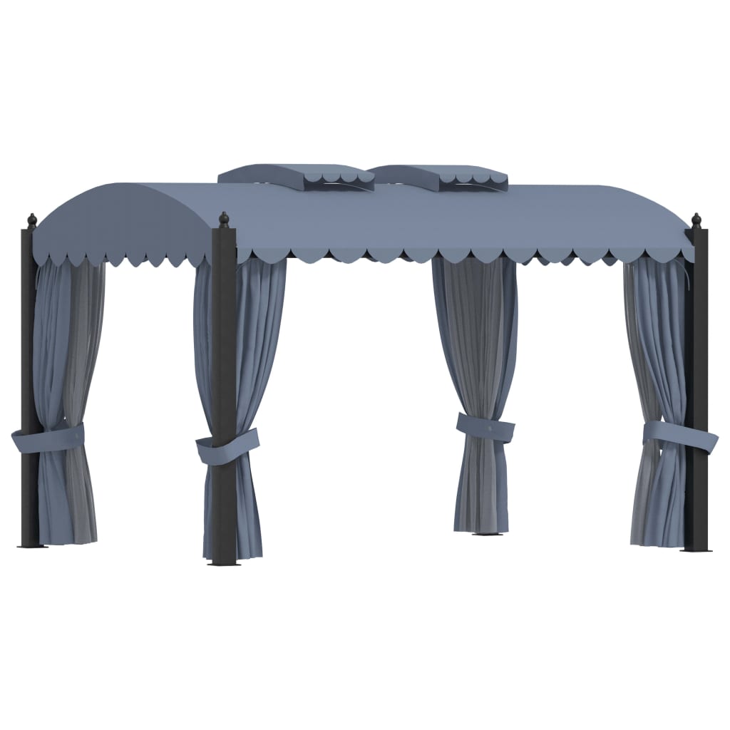 vidaXL Cenador con cortinas acero gris antracita 3x4 m