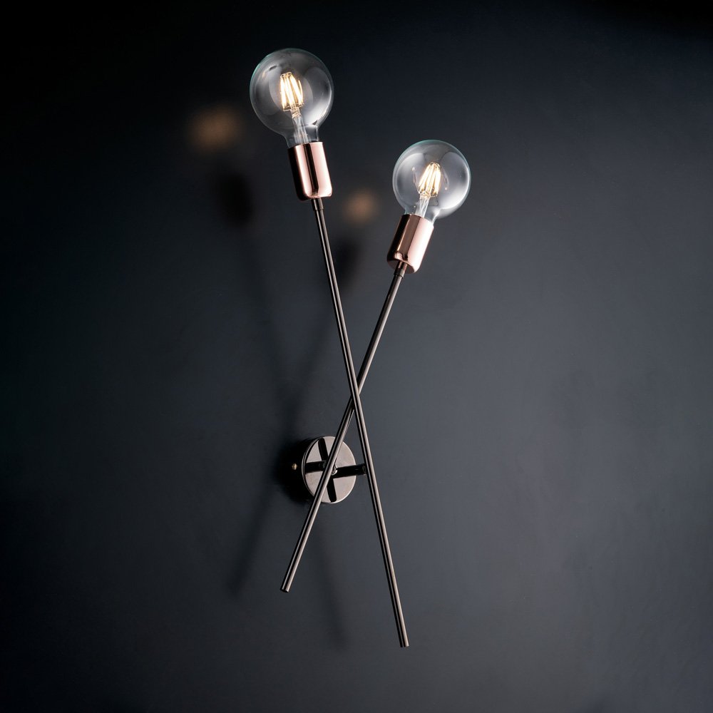 Apliques modernos Bloom Cromo Negro Cobre 2 Luces E27