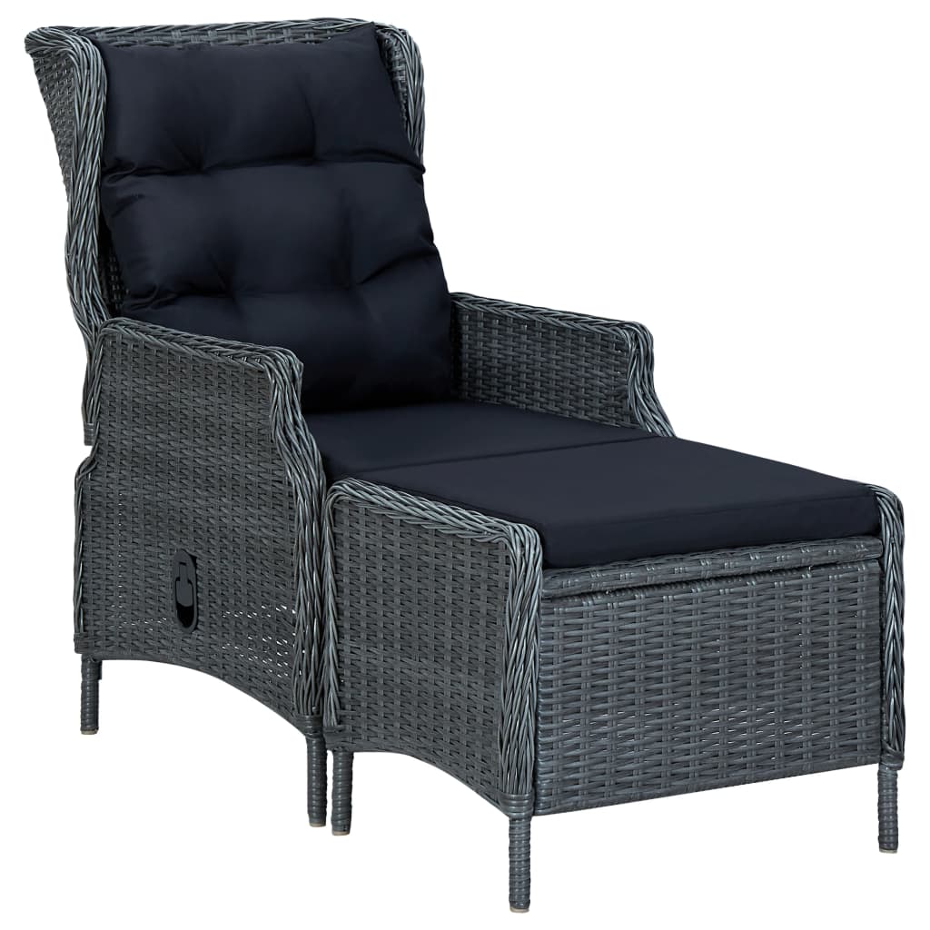 vidaXL Sillón reclinable de jardín cojines ratán sintético