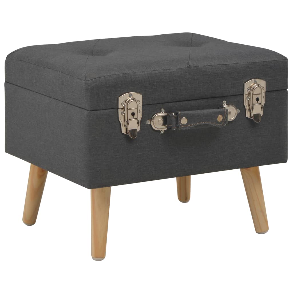 vidaXL Taburete de almacenamiento 40 cm oscuro de tela en color Gris/Marrón/Beige | cómodas modernas ergonómicas para comedor cocina salón hogar