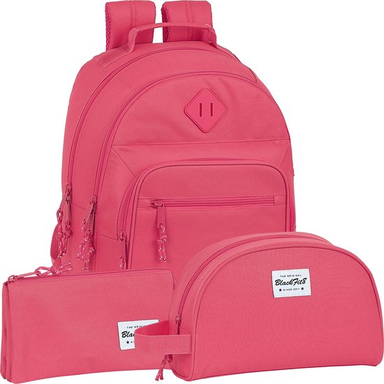 SAFTA - Pack 3 Piezas BLACKFIT8 FRESA Mochila- Estuche y Neceser BLACKFIT8 - Mochila- Estuche y Neceser Diseño Único y Licencia Oficial BLACKFIT8