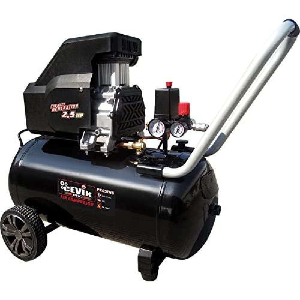Cevik - Compresor de Aire CA-PRO51NG - 2.5HP 50L - Sin Aceite, Alta Eficiencia, Doble Salida - Compacto y Fácil de Transportar