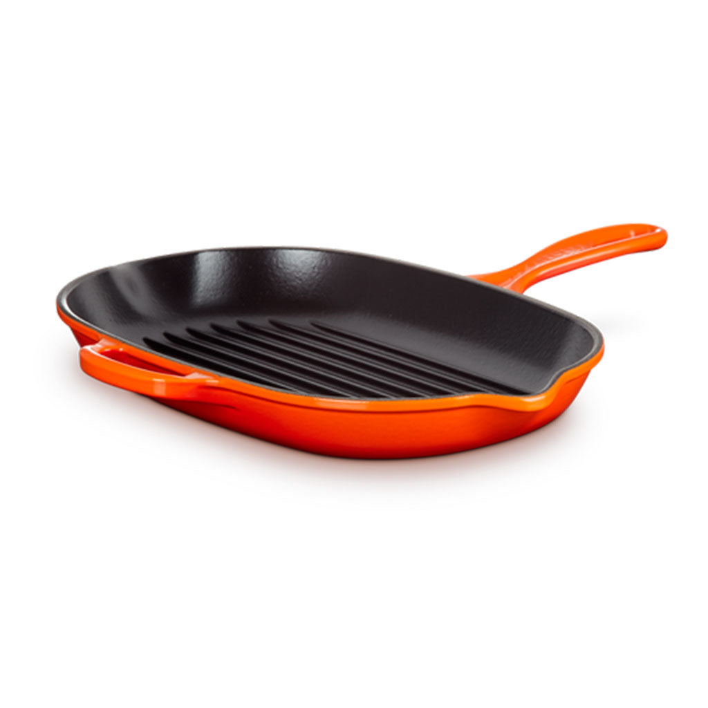 Sartén Grill Ovalada de 41,1 cm de Le Creuset, Hecha de Hierro Fundido con Revestimiento Negro Vitrificado sin Necesidad de Curado
