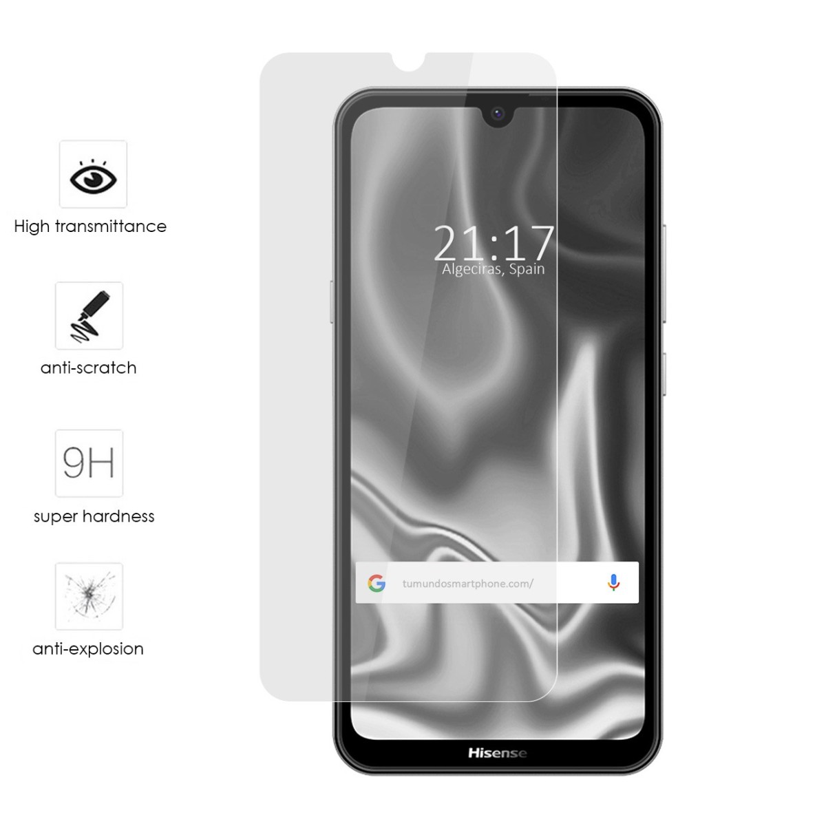 Tumundosmartphone Protector Cristal Templado para Hisense Infinity E MAX Vidrio