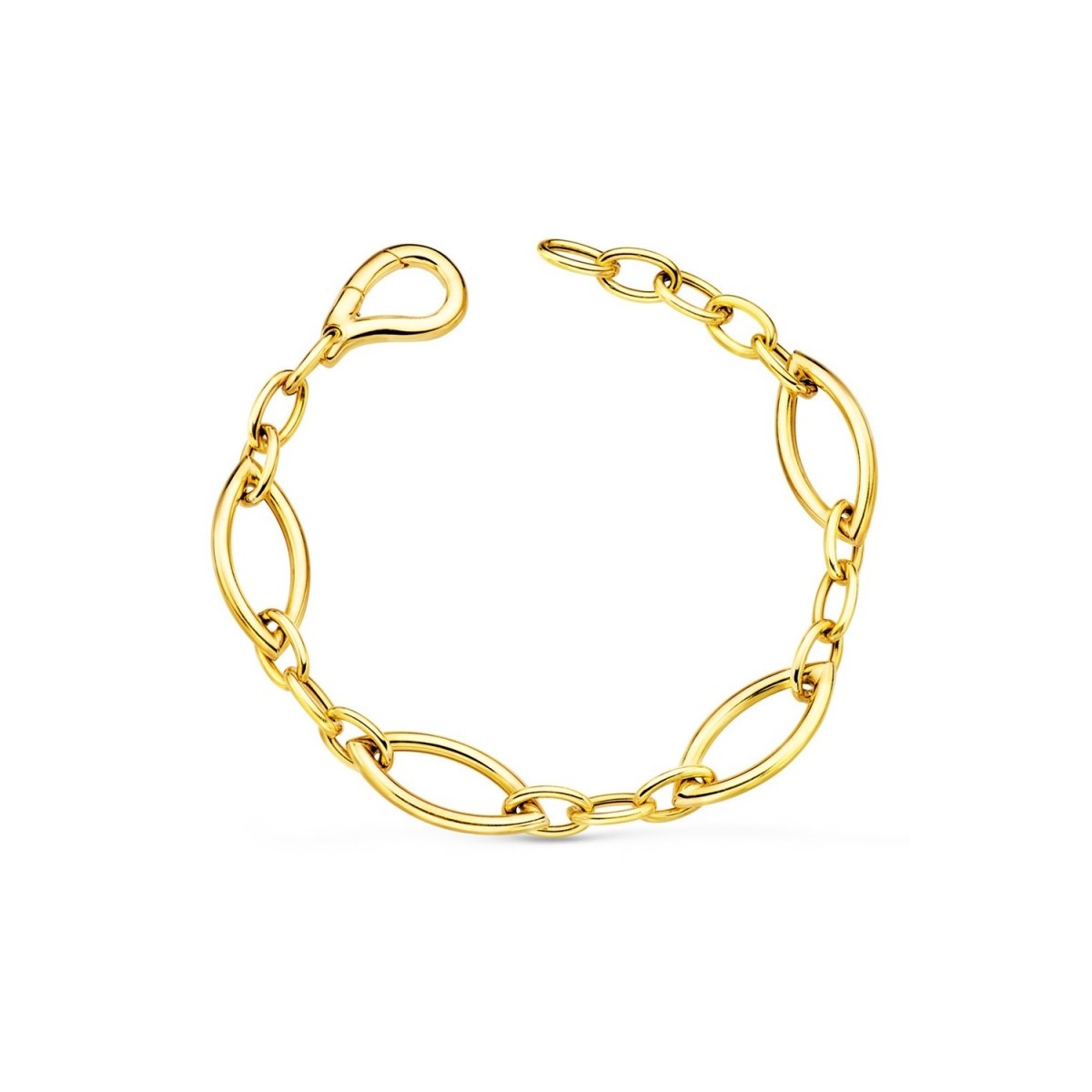 Pulsera oro 18k mujer 19.5 cm. eslabones ovalados brillo