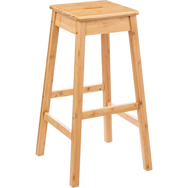 TIENDA EURASIA - Taburete Alto de Cocina Cuadrado de Bambú, 41,5x41,5x75 cm