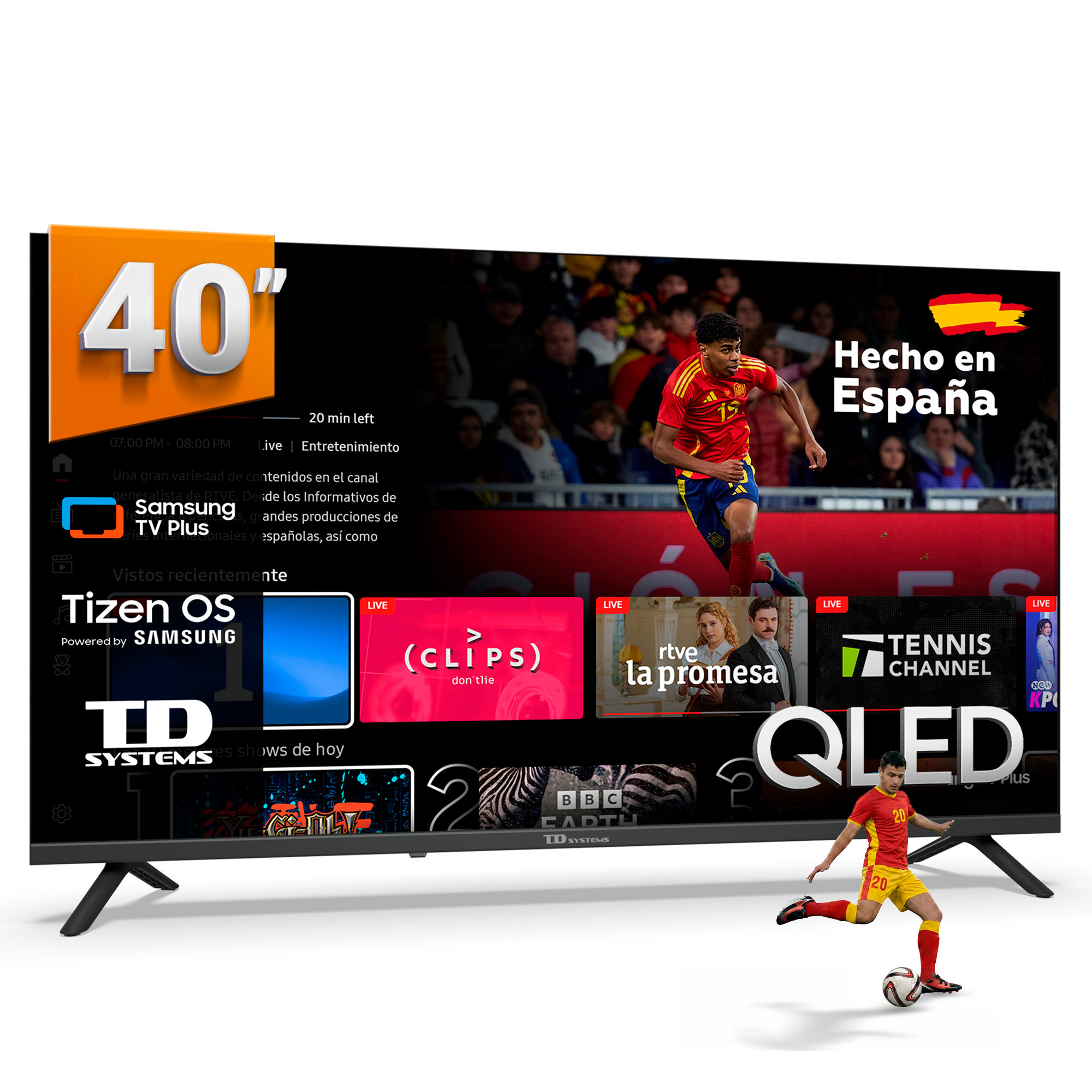 TD Systems - Smart TV 40 pulgadas Qled con Tizen OS 8.0. Sintonizador triple (DVB-T2/C/S2). Televisores con Gaming Hub. Televisión del 2026. Compatible con Prime Video, Netflix, Movistar+, HBO, y más Apps - PRIME40QC22TIZEN