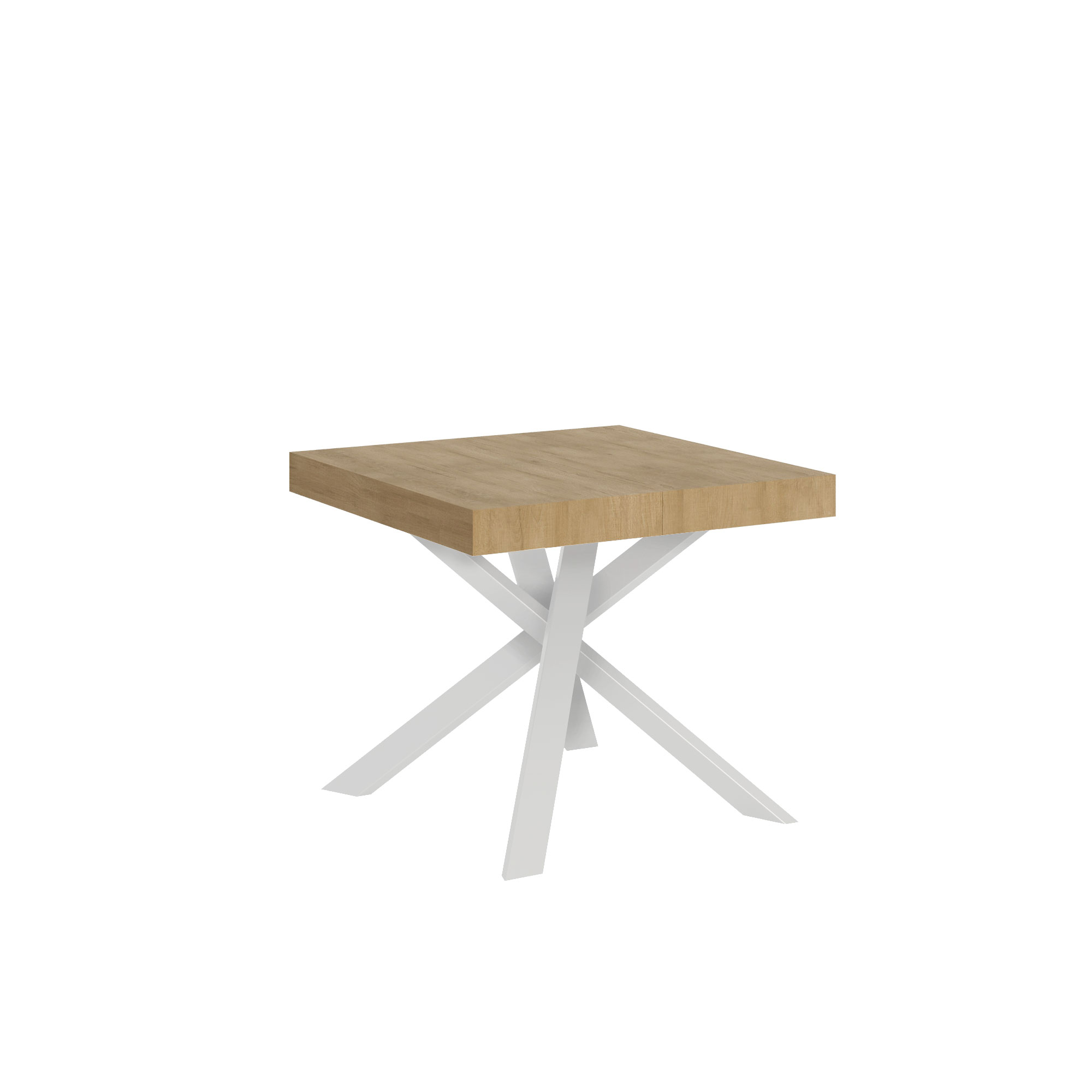 Mesa extensible 90x90/194 cm Clerk tablero Roble Nature - Patas blancas - Itamoby