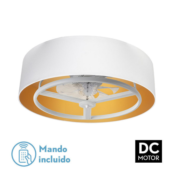 FABRILAMP Ventilador Dc Anuska 60w Blanco/oro 8 Aspas 6 Veloc. 70d 5100lm 3col Remoto,memoria,reg.Intensidad,temporizador