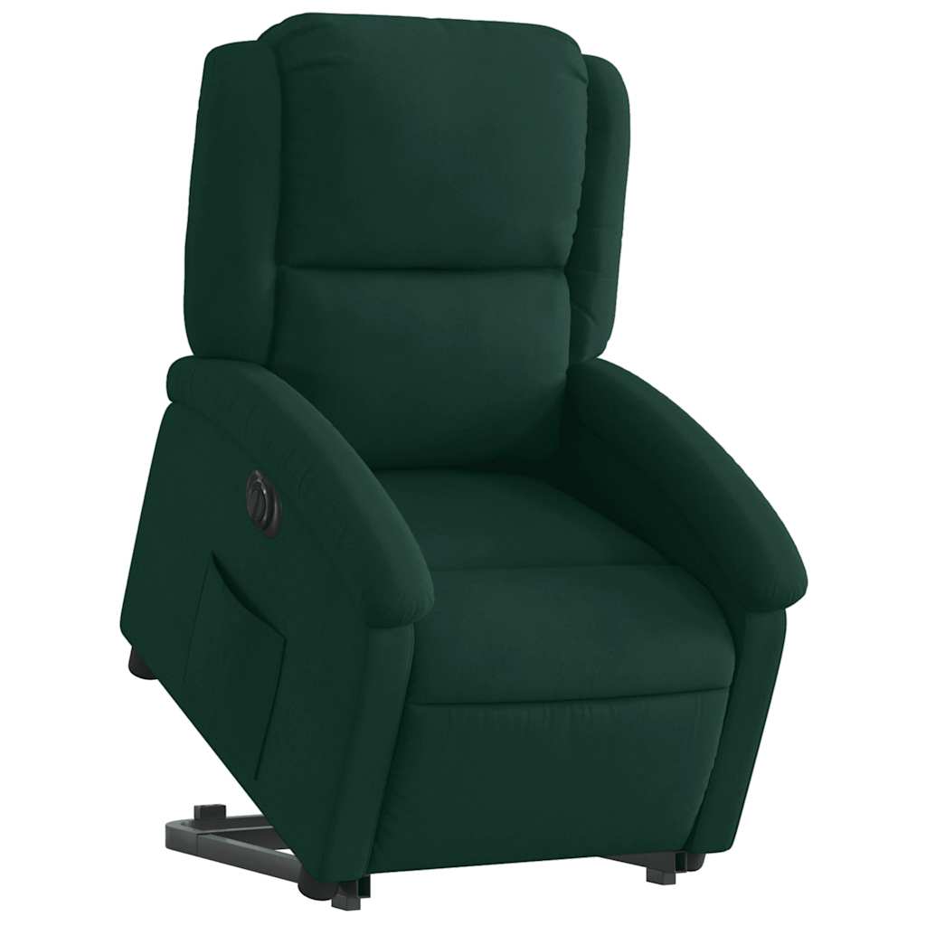 vidaXL Sillón eléctrico reclinable elevable de terciopelo verde oscuro