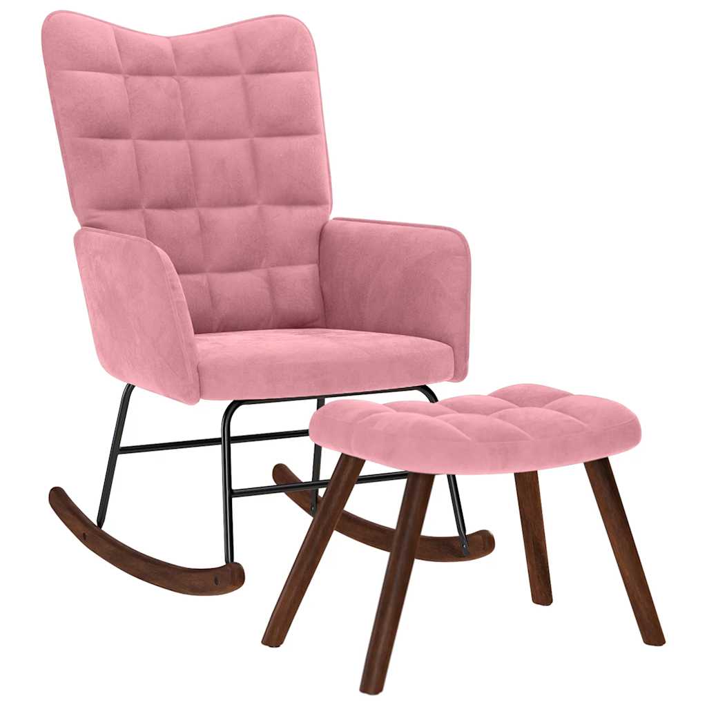 vidaXL Mecedora con taburete de terciopelo Multicolor