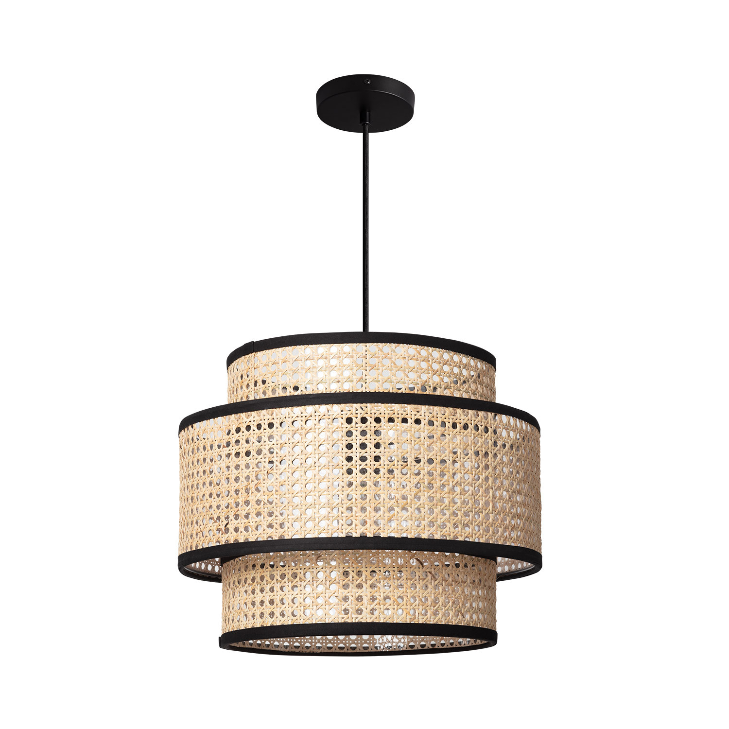 Ledkia Lámpara Colgante Ratán Huela Triplo Natural