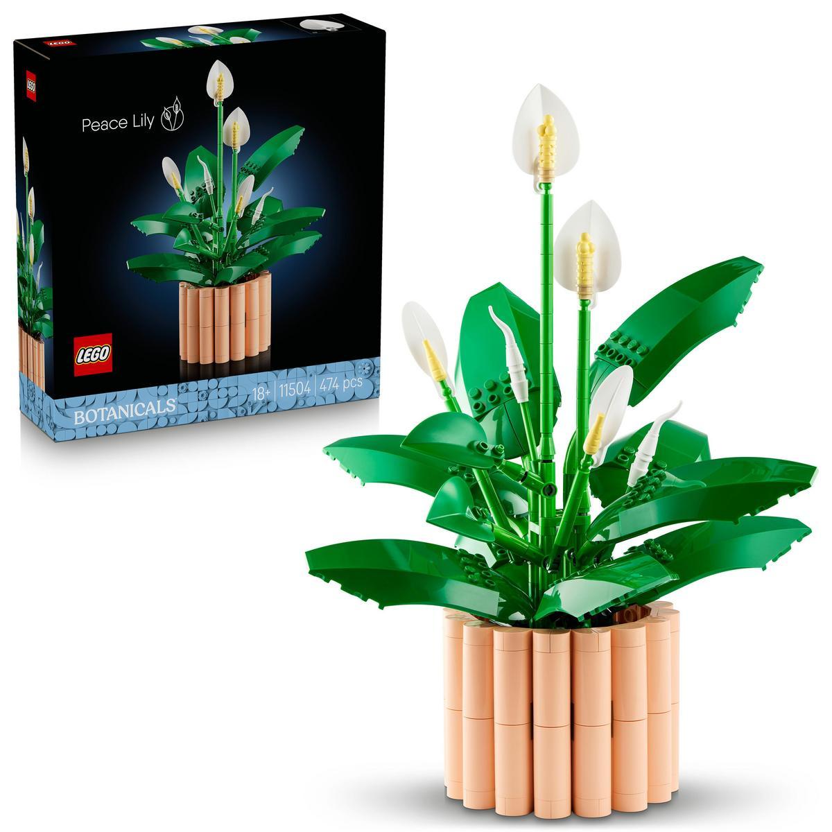 LEGO® 11504 Botanicals Lirio de la Paz - Planta de Interior con Maceta Artificial_ Decoración del Salón y Dormitorio_ Maqueta para Adultos con Flor y Capullos Blancos_ Envíos a partir del 29 de diciembre
