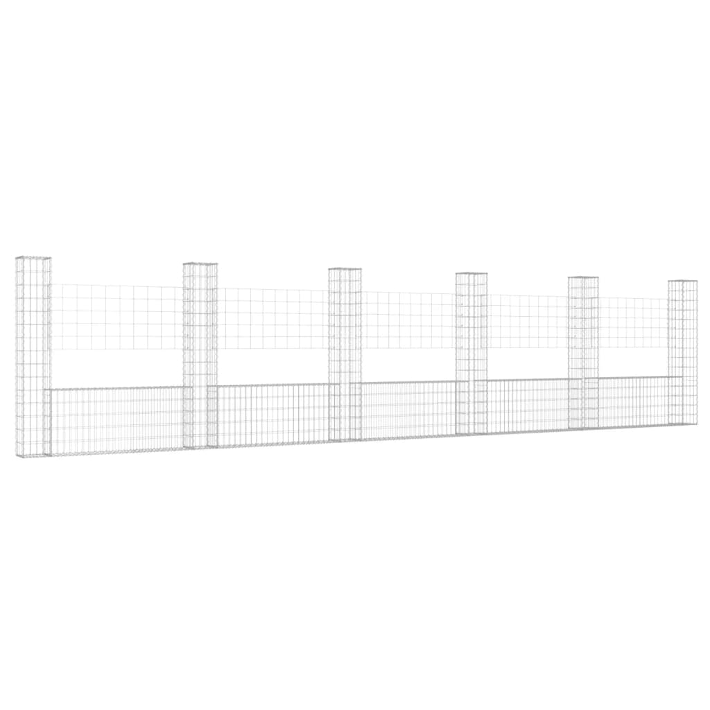 Vidaxl Cesta de Gaviones Forma de U 6 Postes de Hierro 500 X 20 X 100 Cm