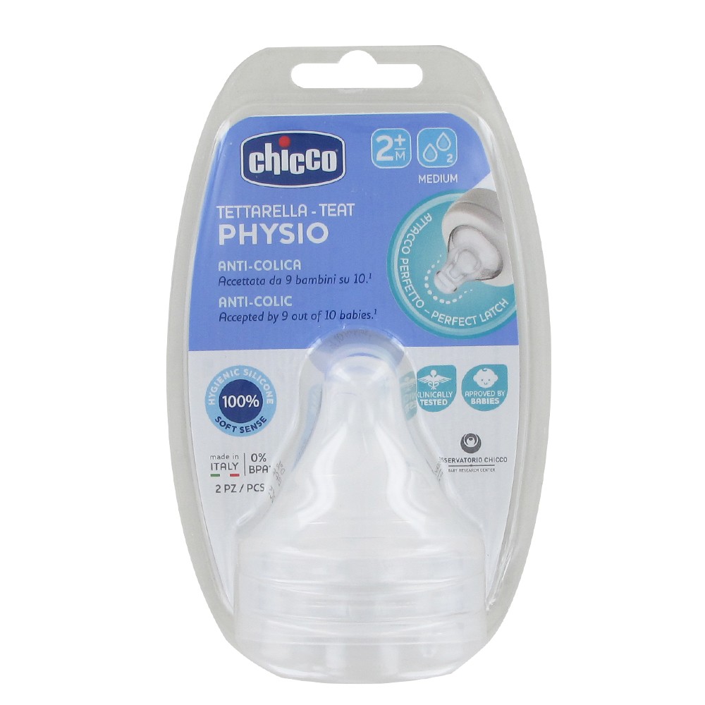Chicco  tetina physio silicona flujo medio +2M 2unds