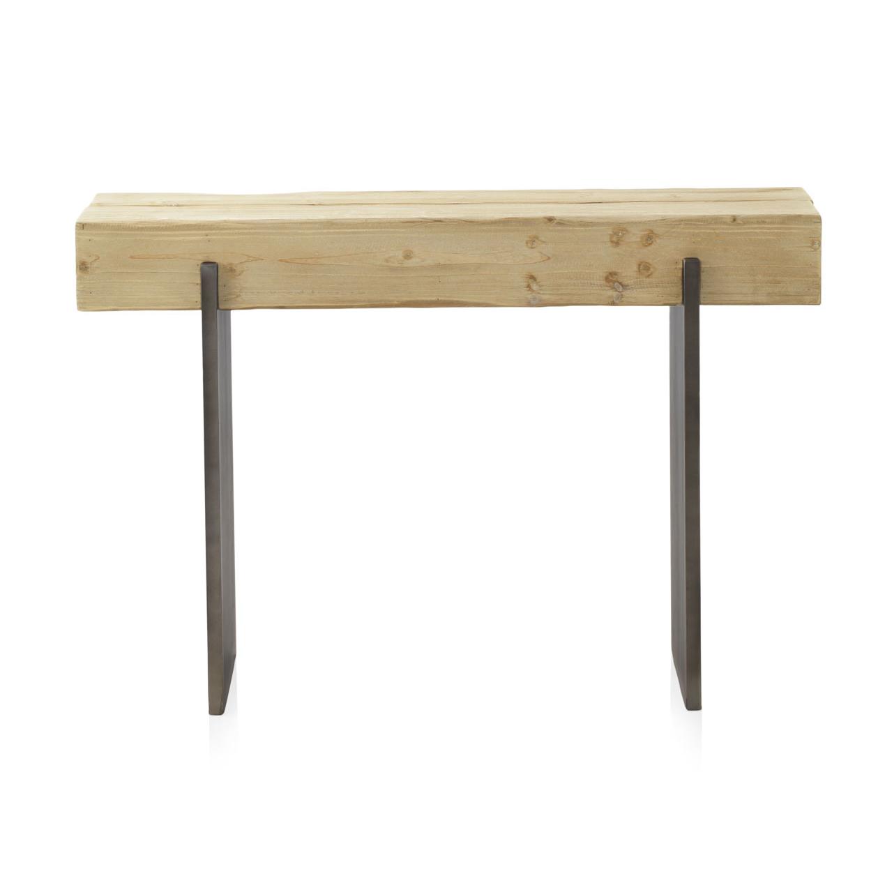 Consola Chapada En Abeto Con Patas Lacadas En Color Metalizado. El mejor complemento para tu hogar. Fijalo