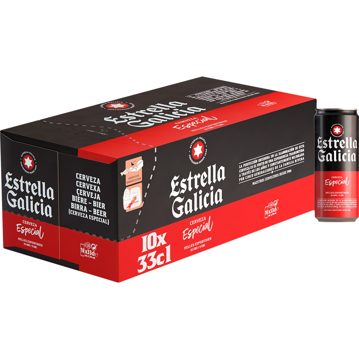 ESTRELLA GALICIA Cerveza rubia especial pack 10 latas 33 cl Y 3 PACK 30LATAS 33CL